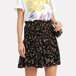 Ganni Smocked Waist Floral Mini Skirt